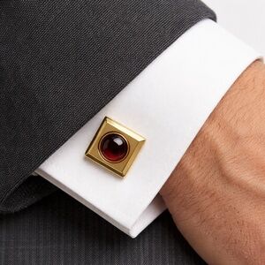 1954 Swank Gold & Red stone Cuff-Links